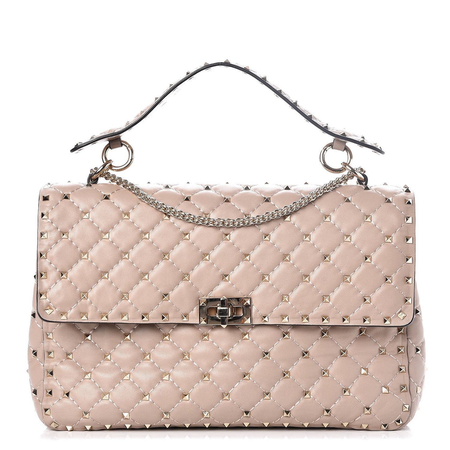 Nappa Large Rockstud Spike Shoulder Bag Poudre