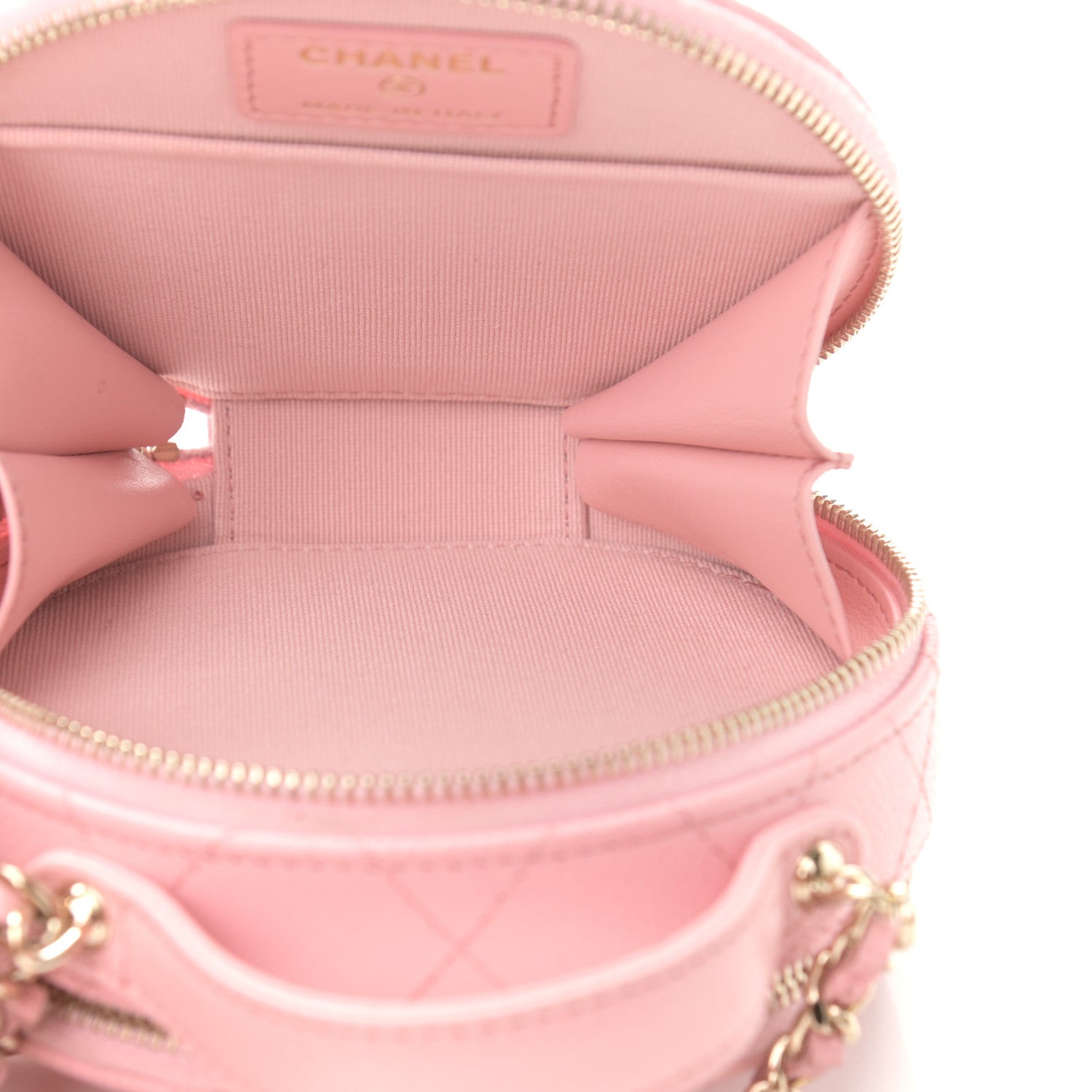 Chanel Caviar Quilted Round Handle With Care Vanity With Chain Pink 6 of 14