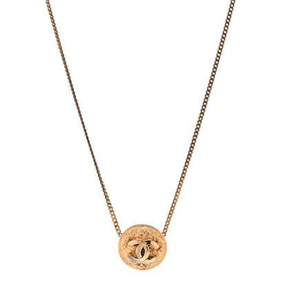 Chanel Metal CC Round Pendant Necklace Gold 1 of 6
