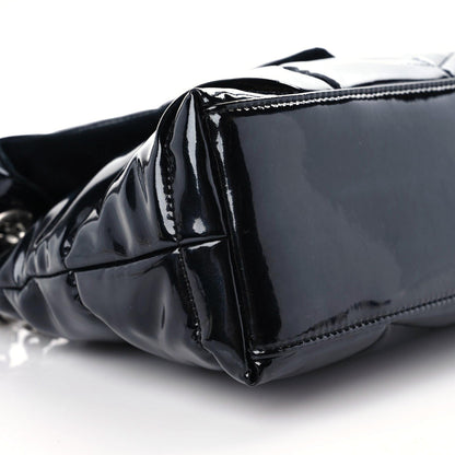 Saint Laurent Patent Lambskin Quilted Medium Loulou Puffer Monogram Chain Satchel Black 4 of 9