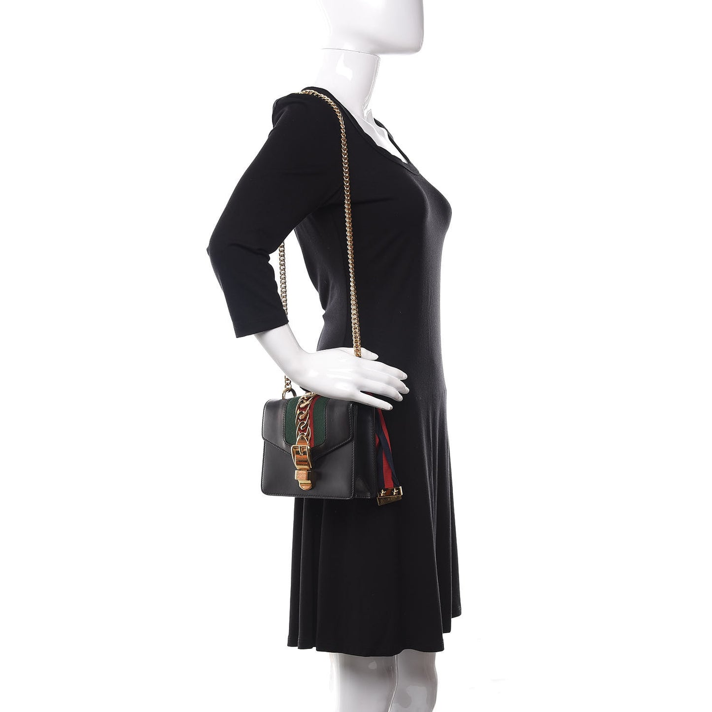 Calfskin Mini Sylvie Chain Shoulder Bag Black