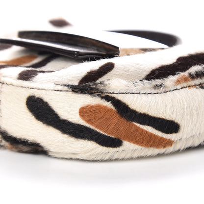 Fendi Calf Hair Leopard Print Croissant White Brown 6 of 10