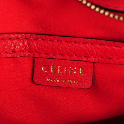 Celine Drummed Calfskin Nano Luggage Coquelicot 6 of 8