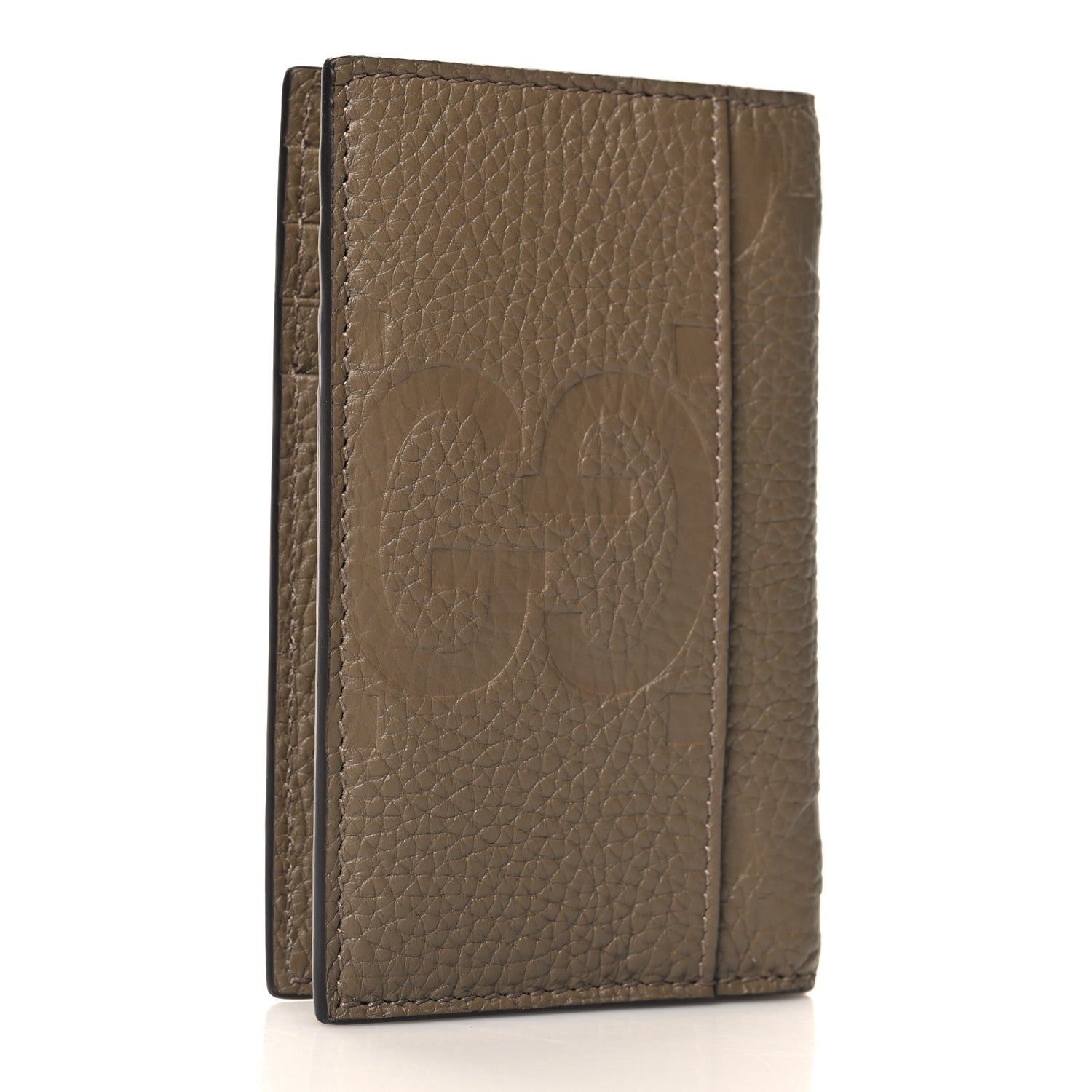 Gucci Piuma Calfskin Jumbo GG Embossed Card Case Taupe 3 of 7