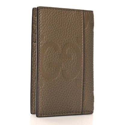 Gucci Piuma Calfskin Jumbo GG Embossed Card Case Taupe 3 of 7