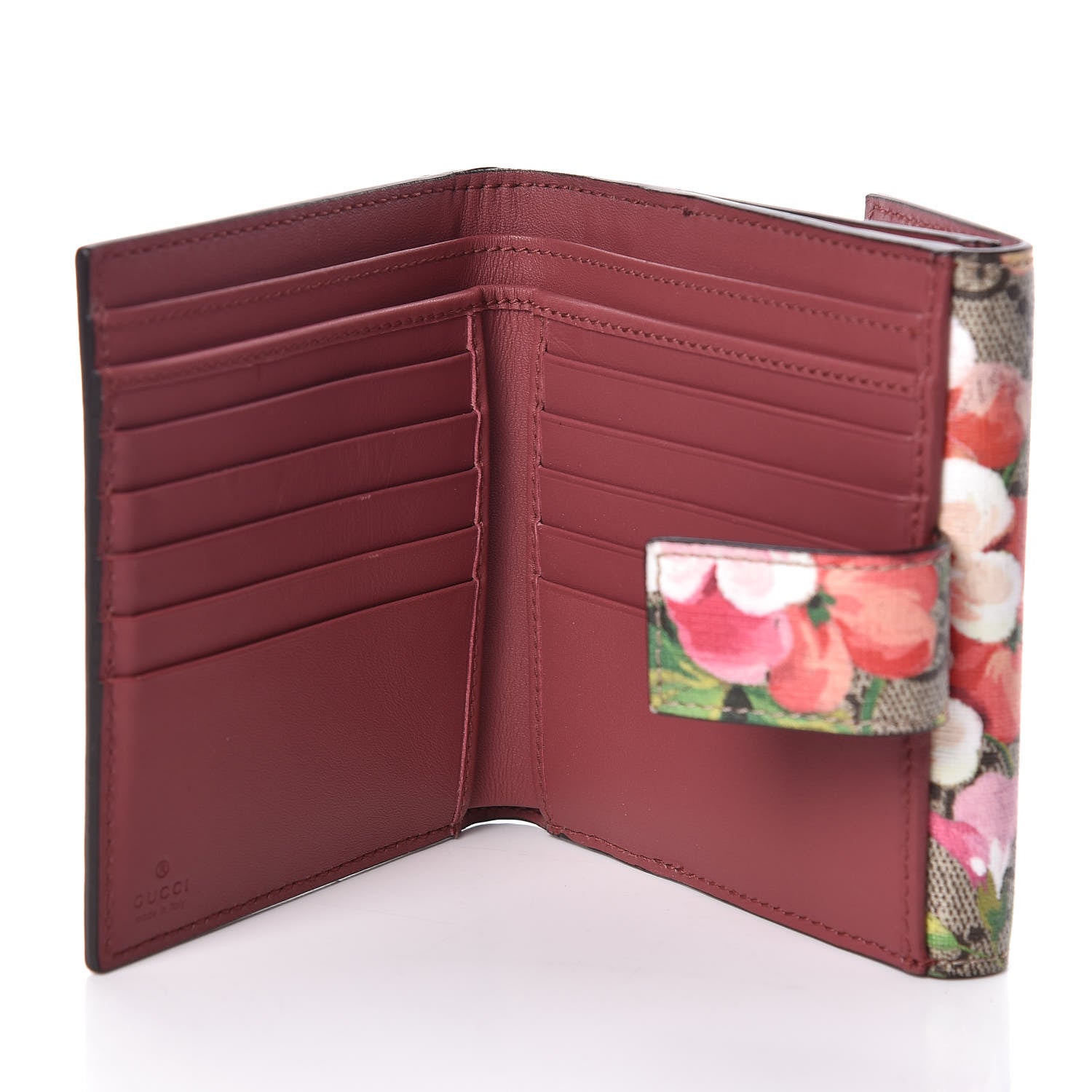 Gucci GG Supreme Monogram Blooms French Flap Wallet Beige Multicolor Dry Rose 6 of 8
