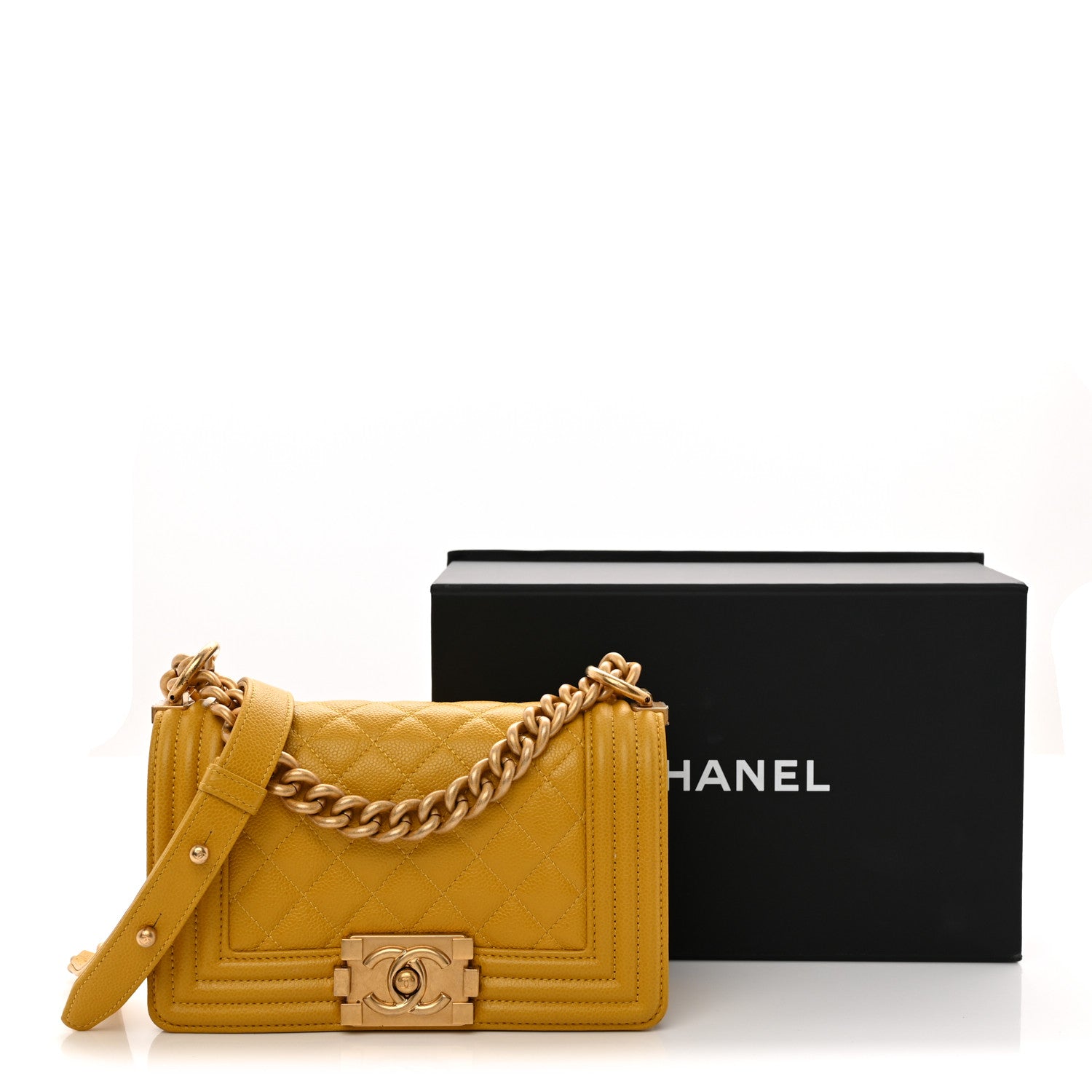 Chanel Lambskin Quilted Small Boy Flap Yellow 13 of 13