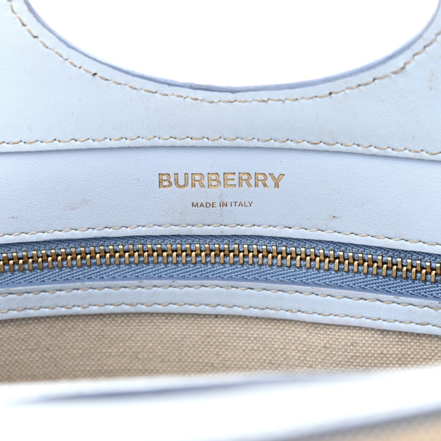 Burberry Canvas Smooth Calfskin Two Tone Mini Pocket Bag Natural Pale Blue 6 of 11