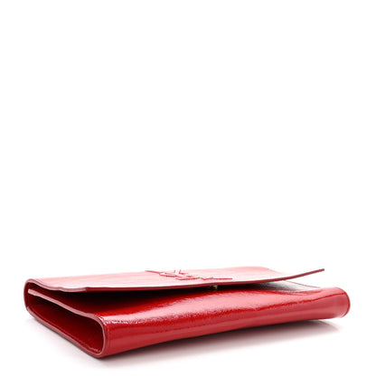 Saint Laurent Textured Patent Monogram Large Belle De Jour Clutch Red 4 of 13