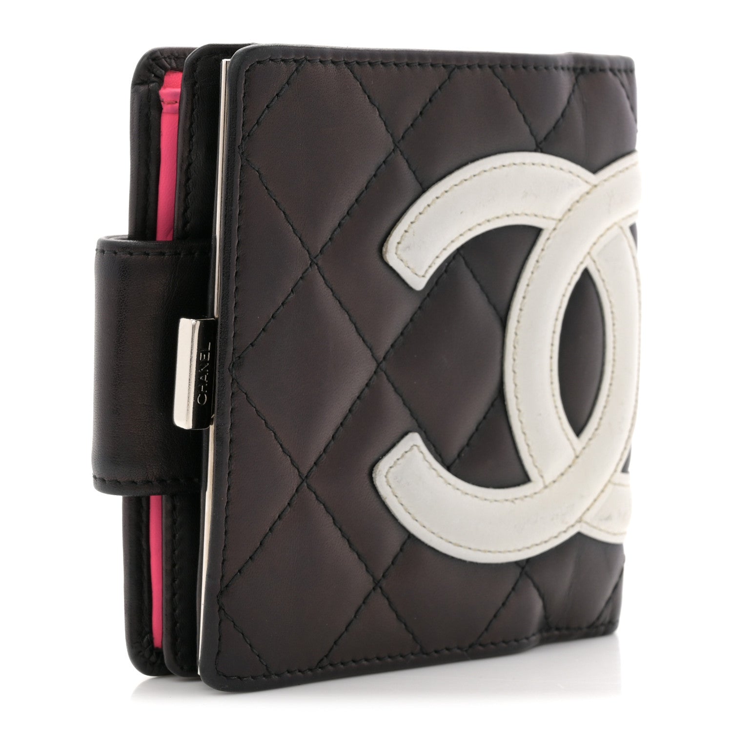 Chanel Calfskin Quilted Cambon Bi-fold Wallet Black White 3 of 10