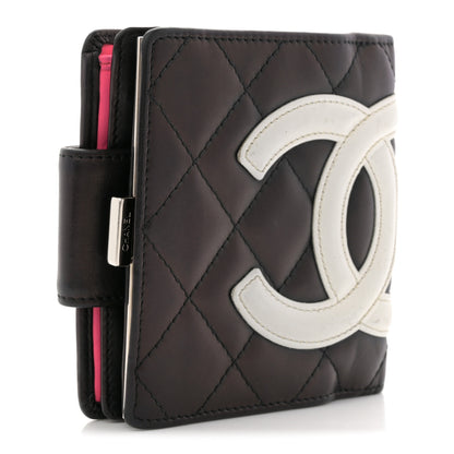 Chanel Calfskin Quilted Cambon Bi-fold Wallet Black White 3 of 10