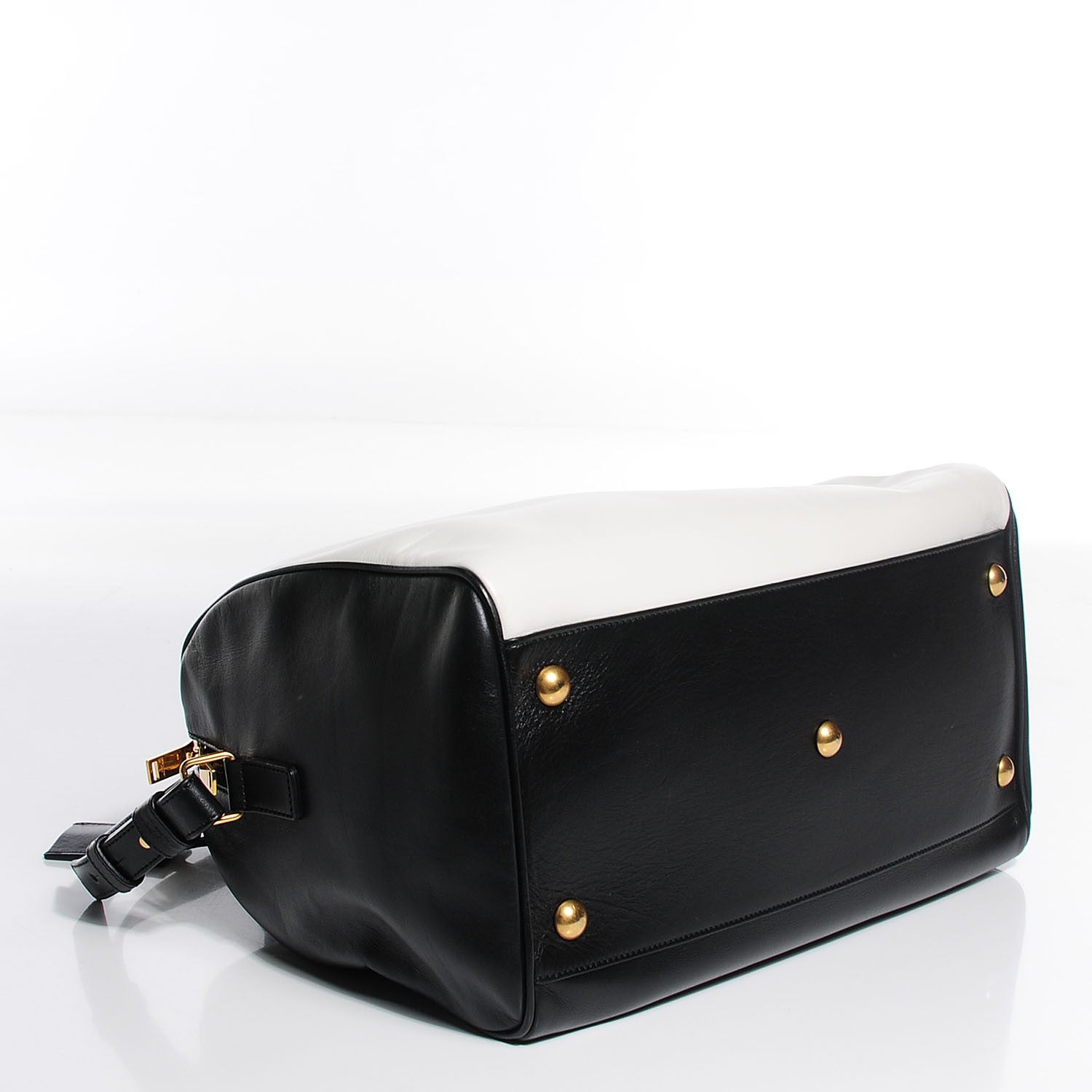 Saint Laurent Smooth Calfskin Small Bi Color Duffle 6 Black White 4 of 9