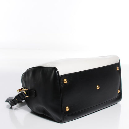 Saint Laurent Smooth Calfskin Small Bi Color Duffle 6 Black White 4 of 9