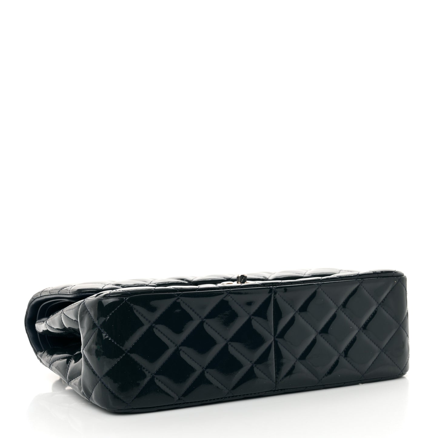 Patent Quilted Jumbo Double Flap Navy Blue