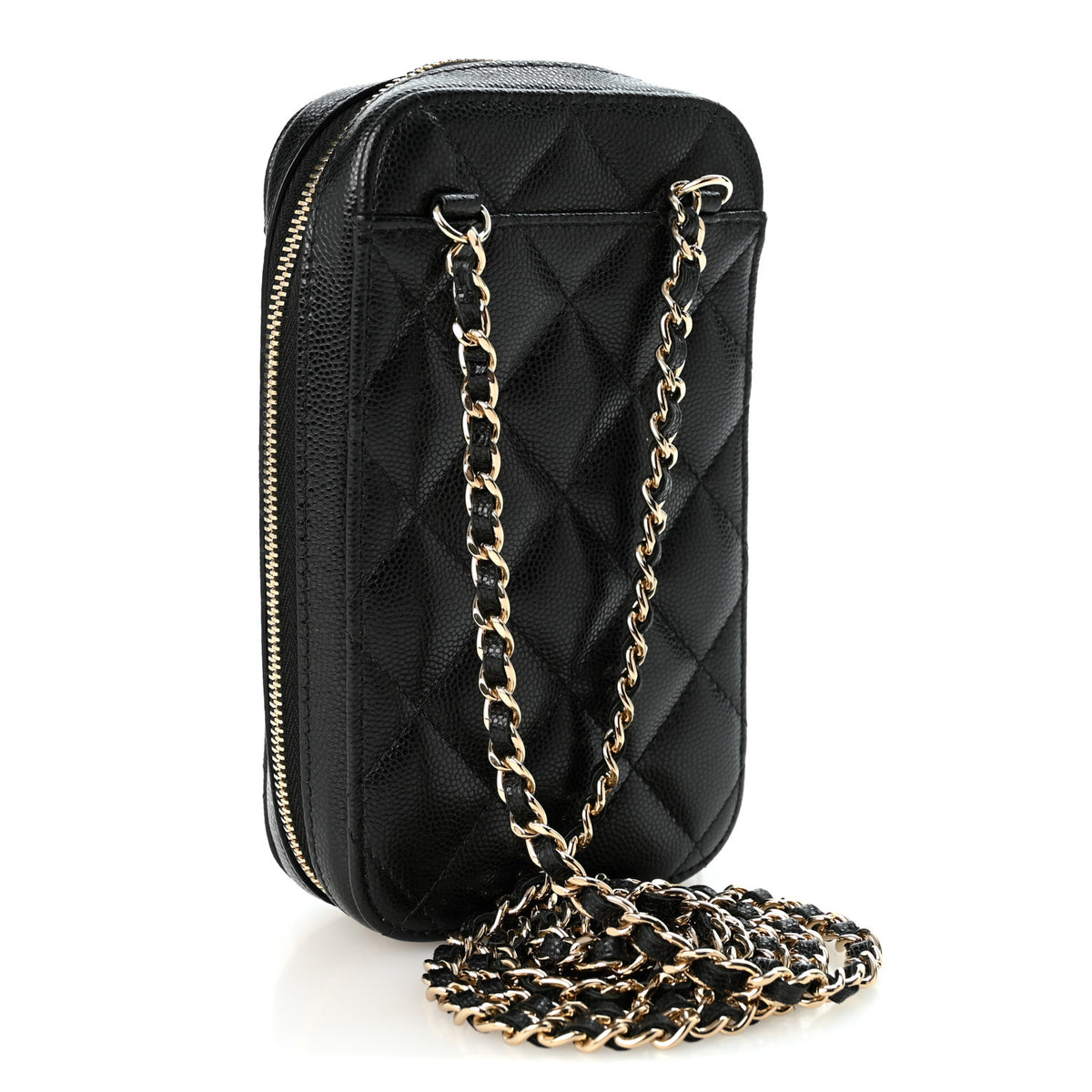 Chanel Caviar Quilted Phone Holder Wallet On Chain WOC Black 3 of 10