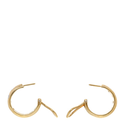 Tiffany 18K Yellow Gold Platinum Diamond Crossover Etoile Hoop Earrings 3 of 4