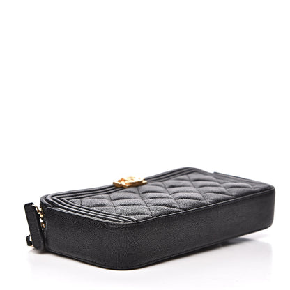 Chanel Caviar Quilted Small Boy Clutch With Chain Black 4 of 15