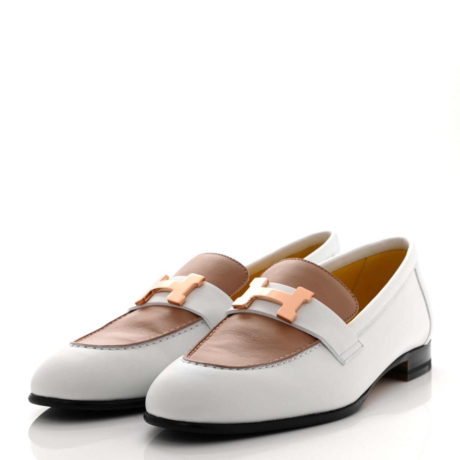 Hermes Calfskin Womens Paris Loafers 36 White Bois De Santal 3 of 8