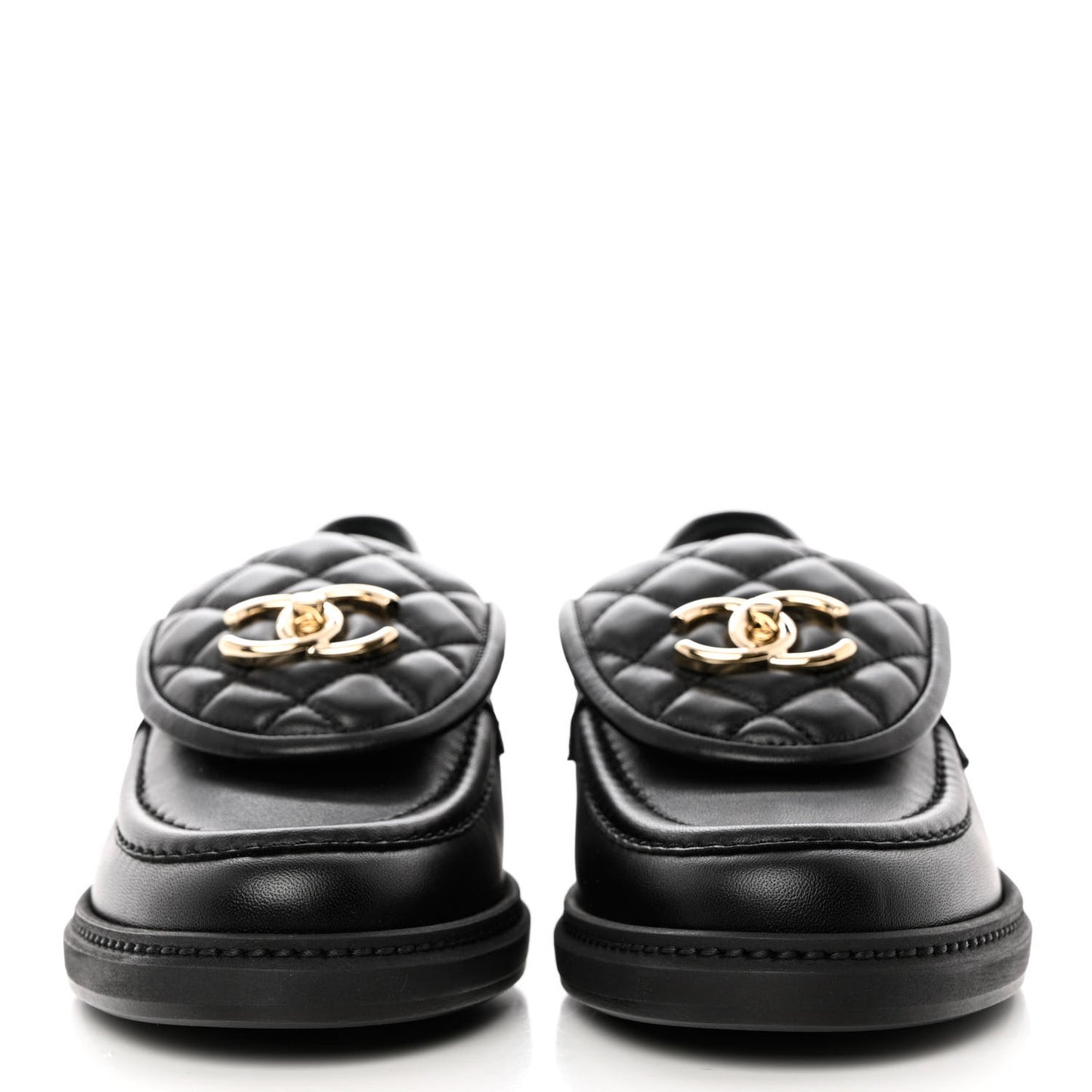 Lambskin Quilted CC Turnlock Loafers 37 Black