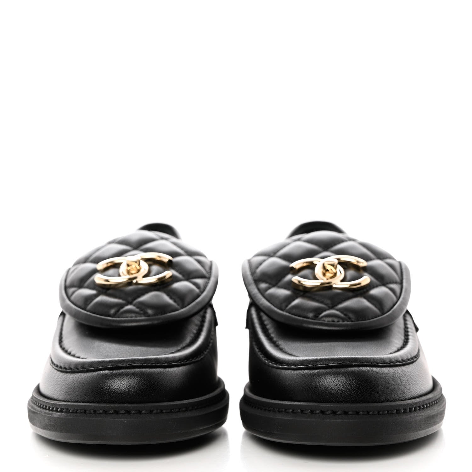 Chanel Lambskin Quilted CC Turnlock Loafers 37 Black 2 of 9