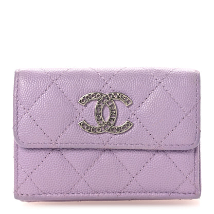 Chanel Caviar Quilted CC Logo Double Flap Wallet Light Purple 1 of 9