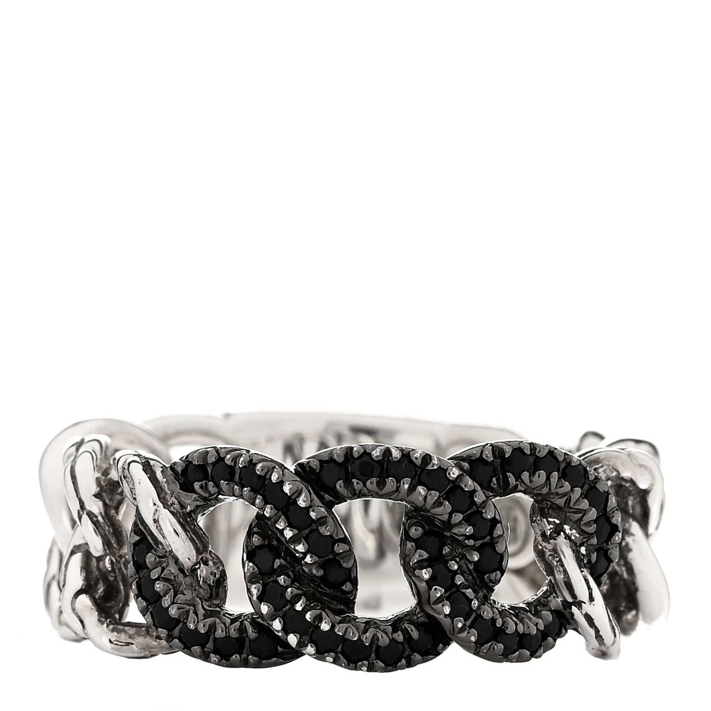 Sterling Silver Black Sapphire Curb Link Ring 54 7