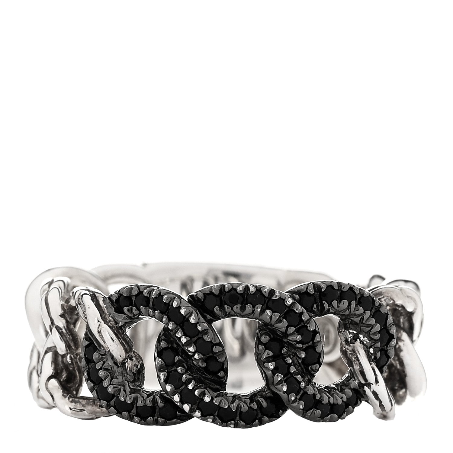 John Hardy Sterling Silver Black Sapphire Curb Link Ring 54 7 1 of 5