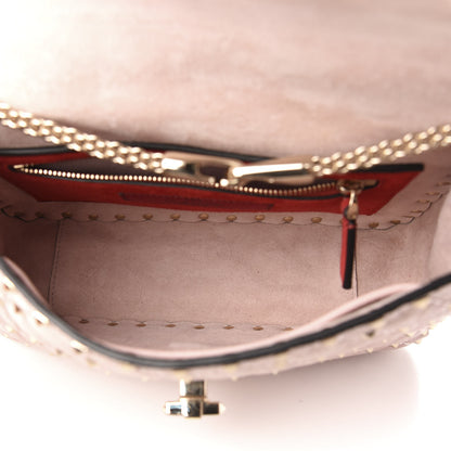 Valentino Garavani Craquele Nappa Medium Rockstud Spike Shoulder Bag Water Rose 5 of 10