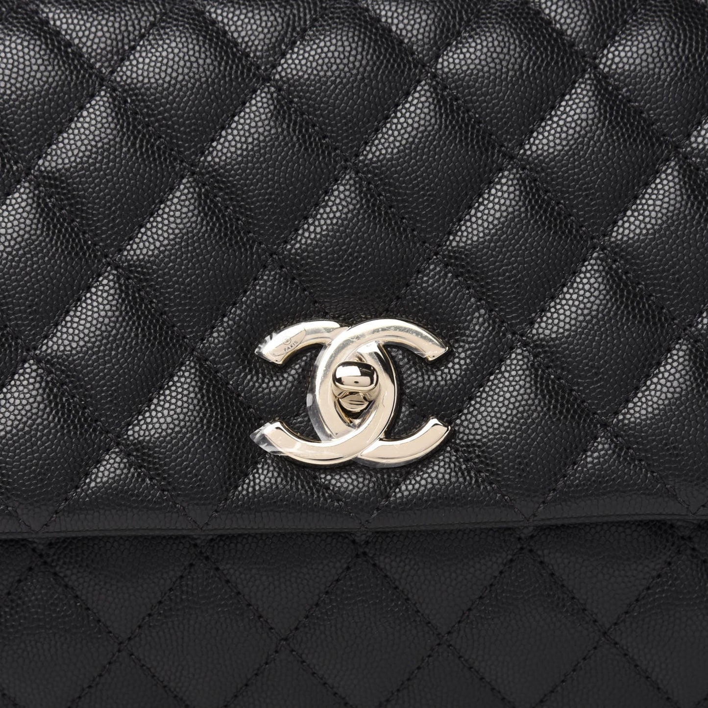 Caviar Quilted Small Coco Handle Flap Black