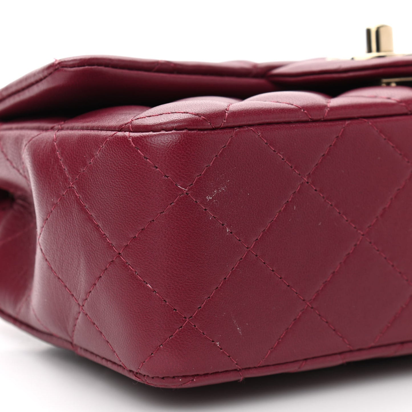 Lambskin Quilted Mini Rectangular Flap Burgundy
