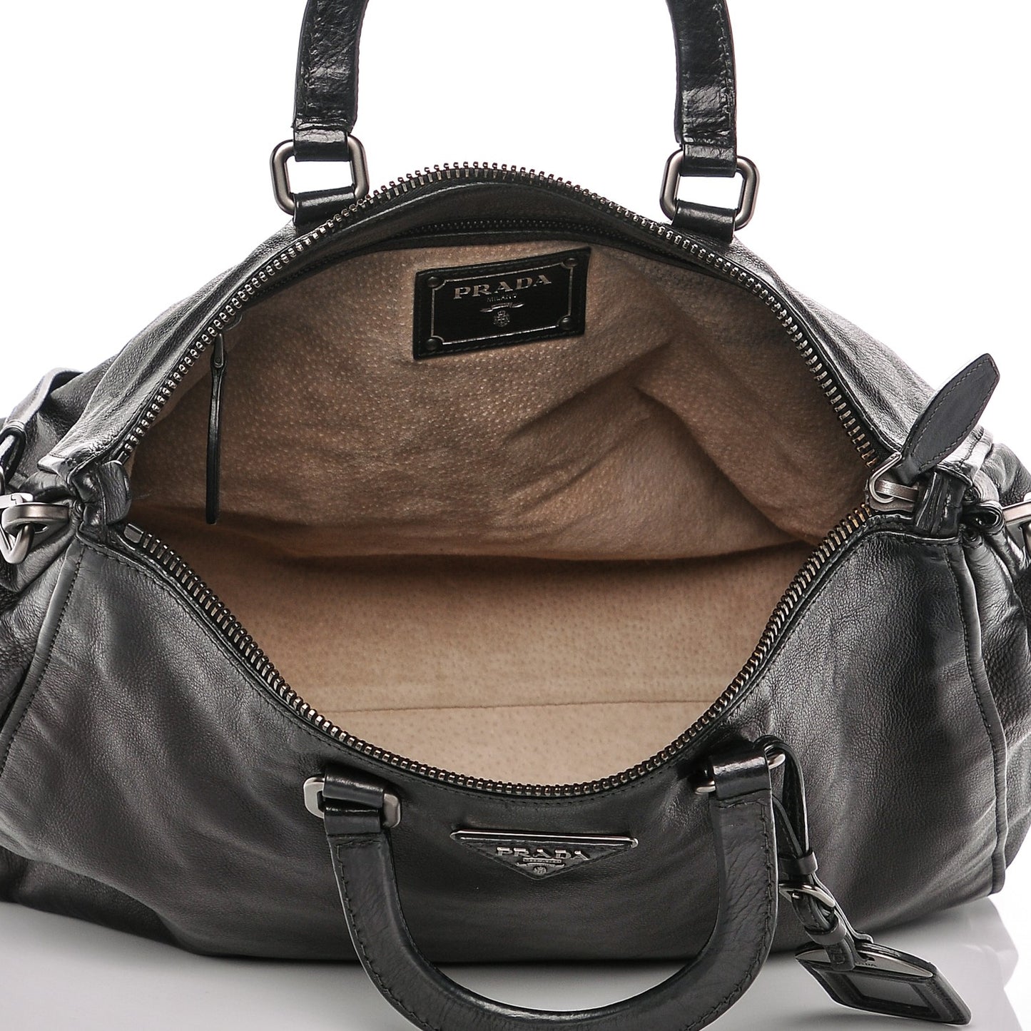 Glace Calf Shopping Tote Nero Black