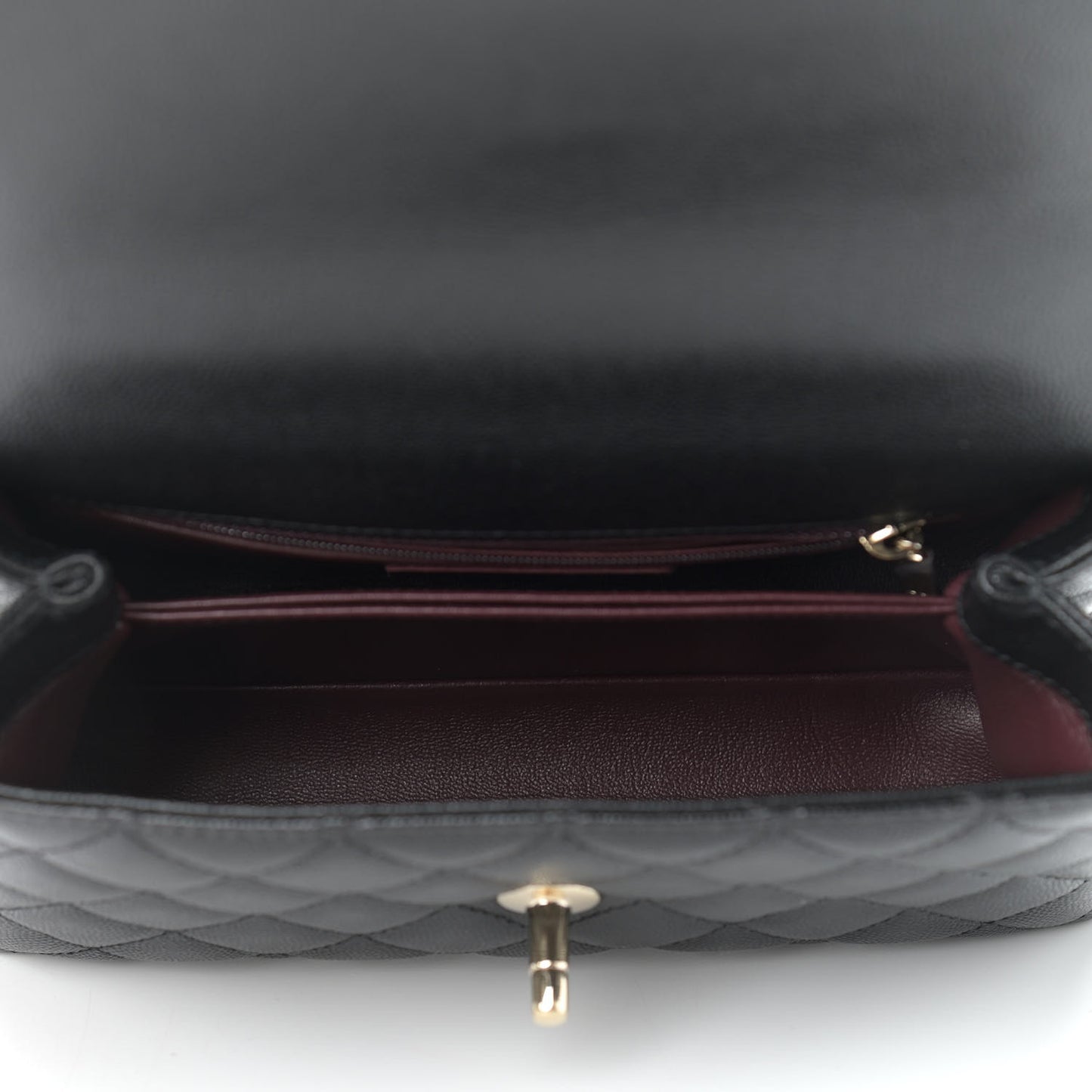Caviar Quilted Mini Coco Handle Flap Black