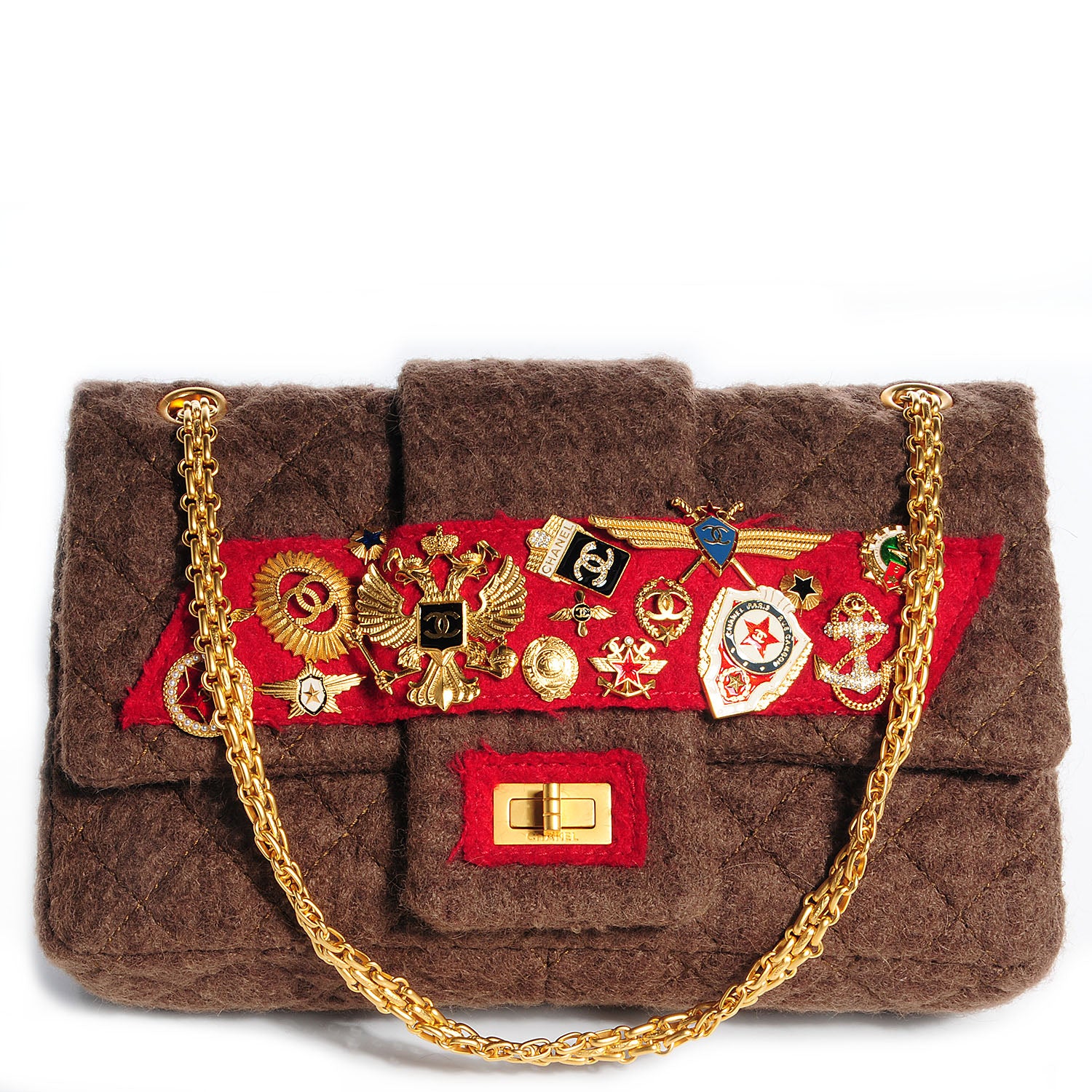 Chanel Wool Paris Moscow Romanov 2.55 Reissue 226 Flap Khaki 77203