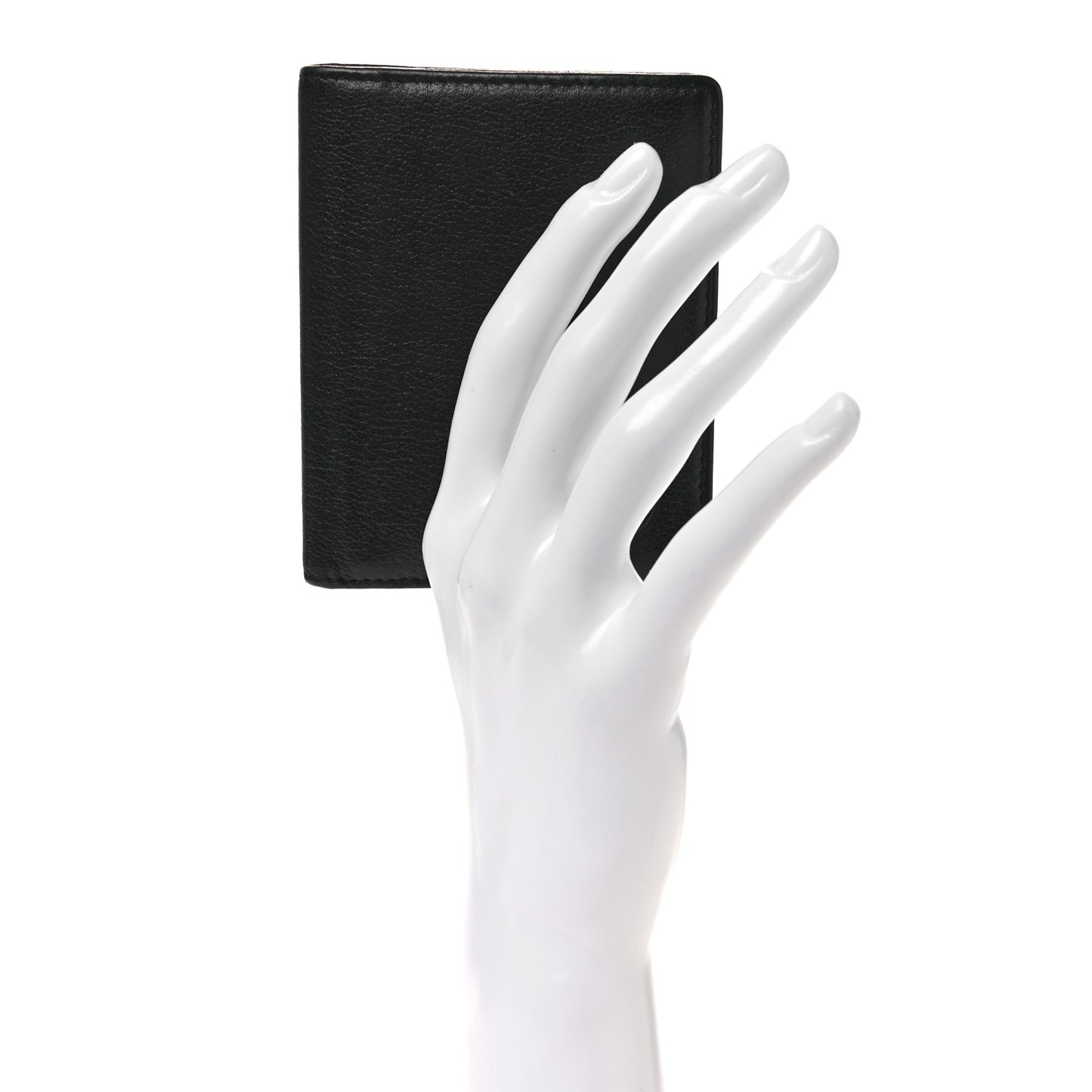 Goatskin Camellia Card Holder Wallet Black