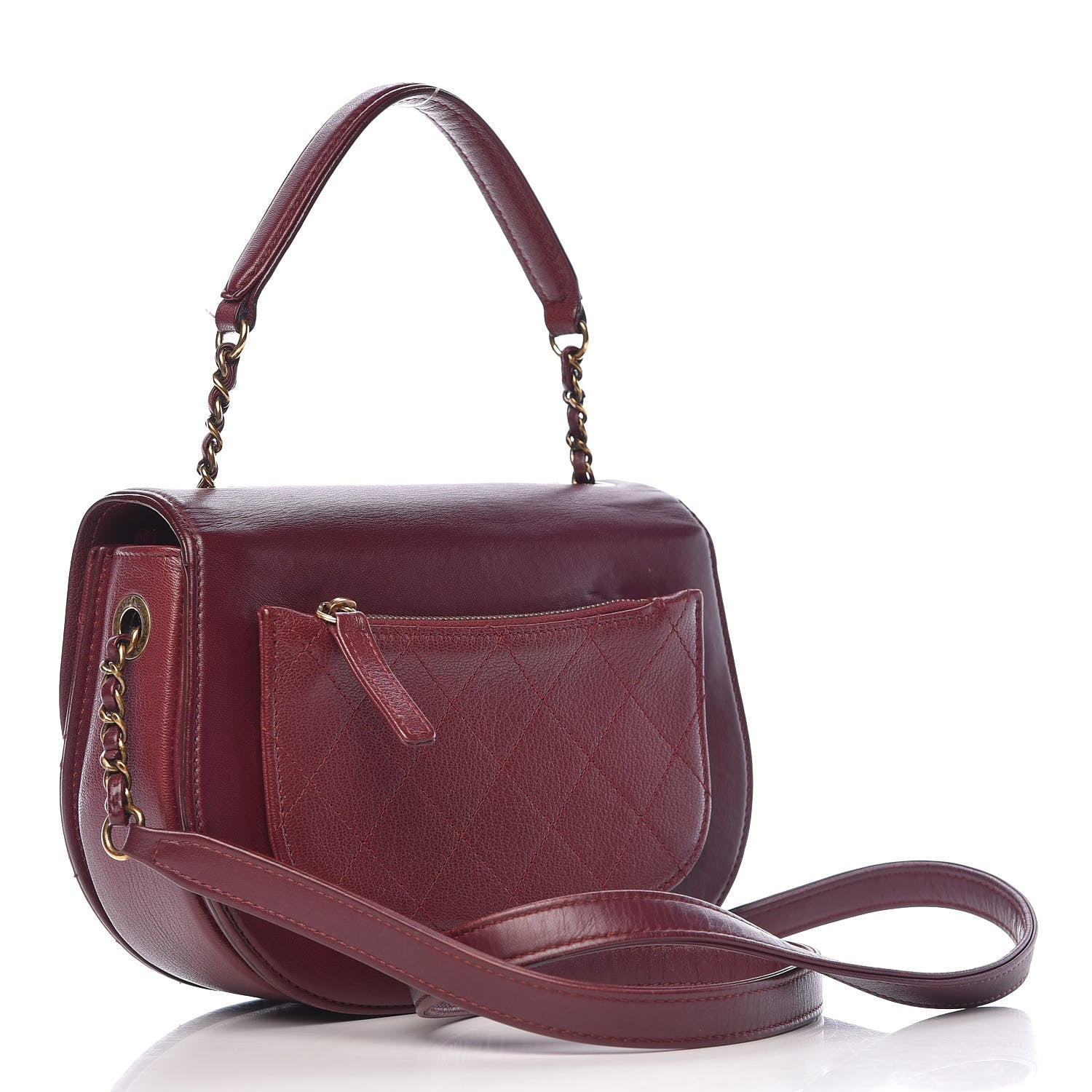 Chanel Shiny Calfskin Goatskin Quilted Small Coco Curve Messenger Flap Burgundy 3 of 22