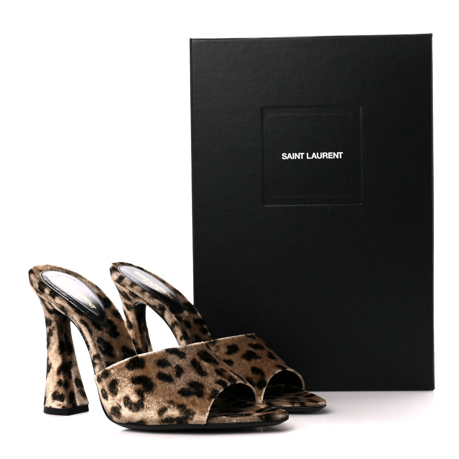 Saint Laurent Velvet Leopard Print Gippy 105 Sandals 38 Brown 9 of 9