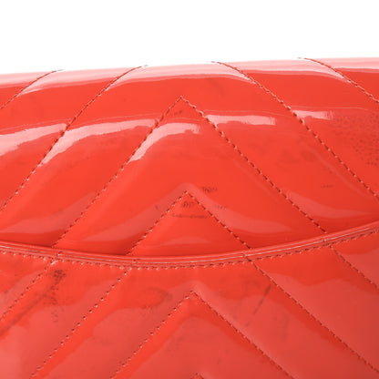 Chanel Patent Calfskin Chevron Quilted Wallet On Chain WOC Red 11 of 20