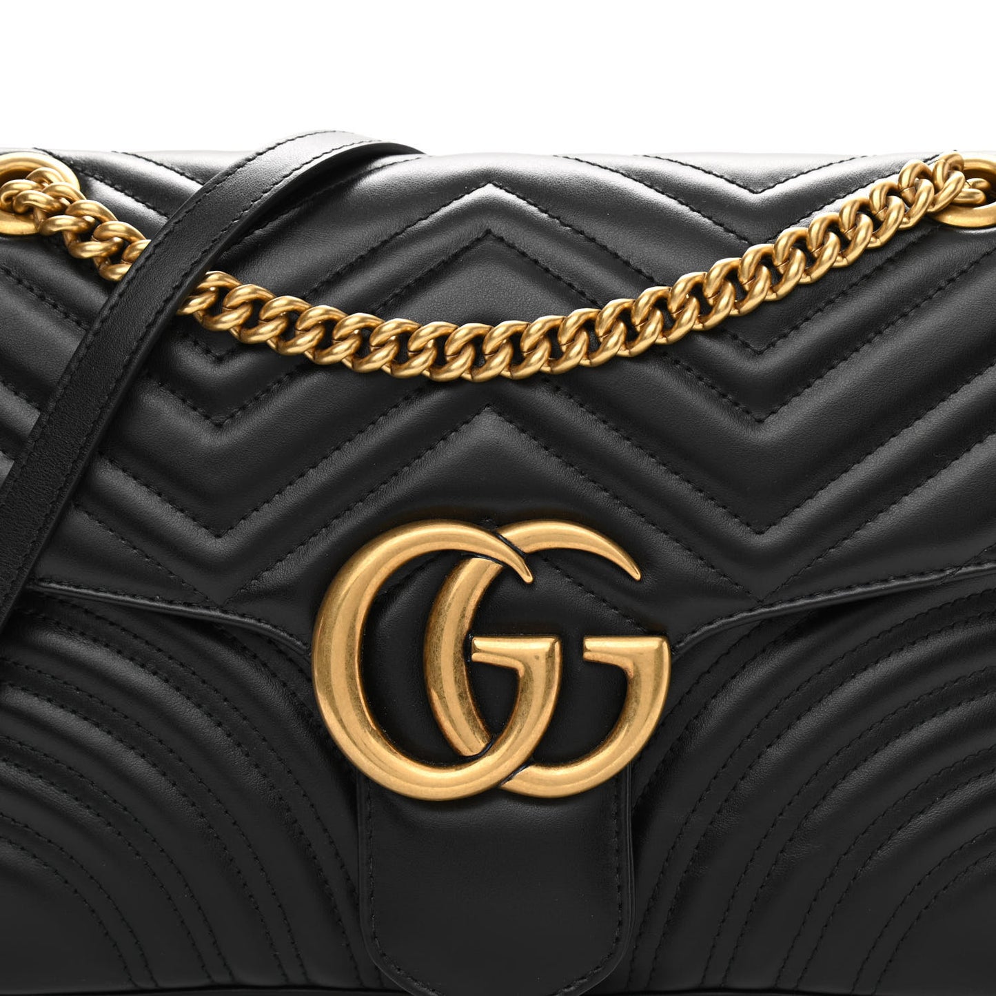 Calfskin Matelasse Medium GG Marmont Shoulder Bag Black