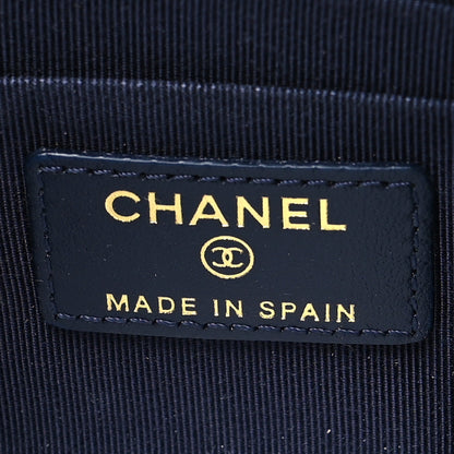 Chanel Caviar Quilted Small Zipped Boy Pouch Navy Blue 6 of 11