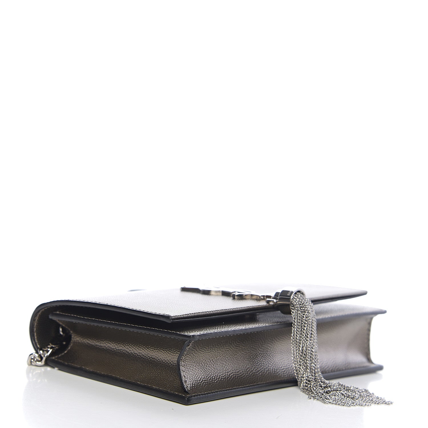 Saint Laurent Grain De Poudre Classic Monogram Kate Tassel Chain Wallet Piombo 3 of 9
