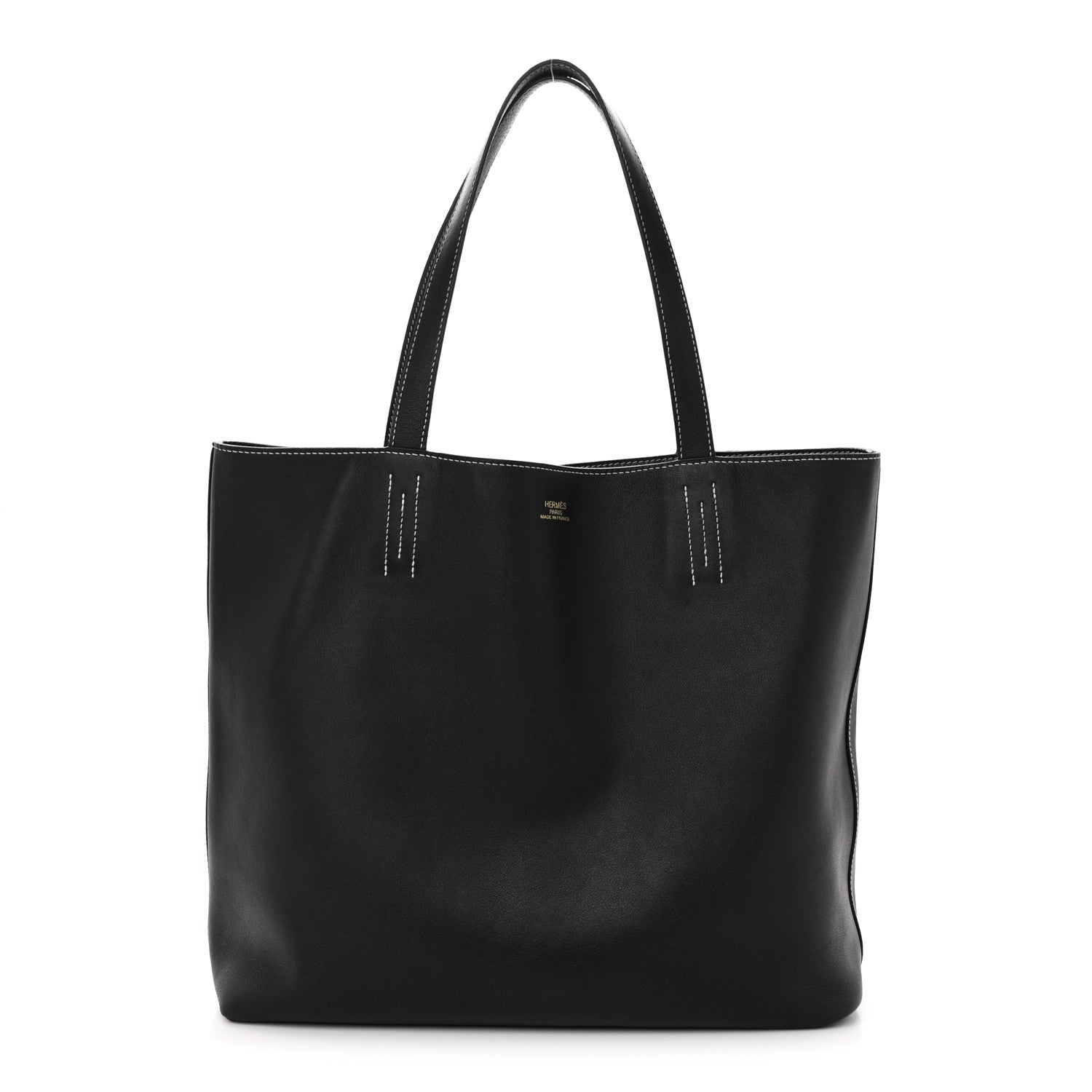 Hermes Sikkim Taurillon Clemence Double Sens 36 Reversible Tote Black Graphite 3 of 17