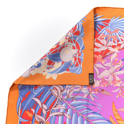 Hermes Silk Tatouage Flamingo Party Scarf 90 Potiron Mauve Rouge 3 of 4