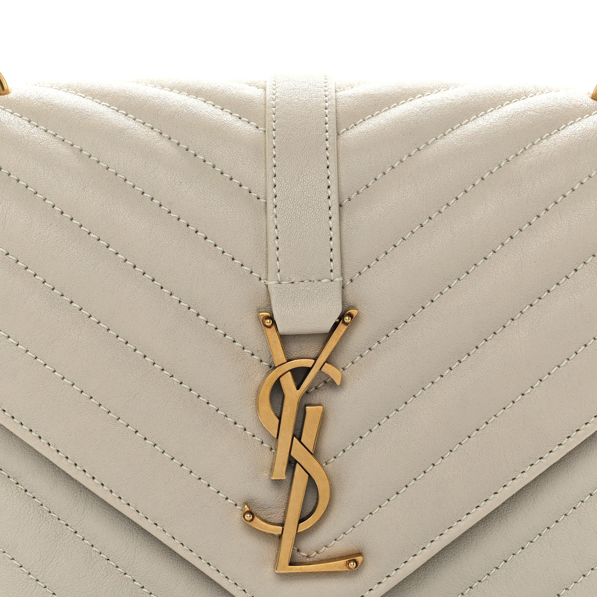 Saint Laurent Sheepskin Matelasse Chevron Monogram Medium College Bag Crema Soft 8 of 12