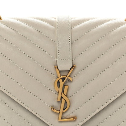 Saint Laurent Sheepskin Matelasse Chevron Monogram Medium College Bag Crema Soft 8 of 12
