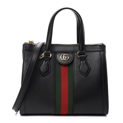 Gucci Textured Calfskin Web Small Ophidia Tote Bag Black 1 of 10
