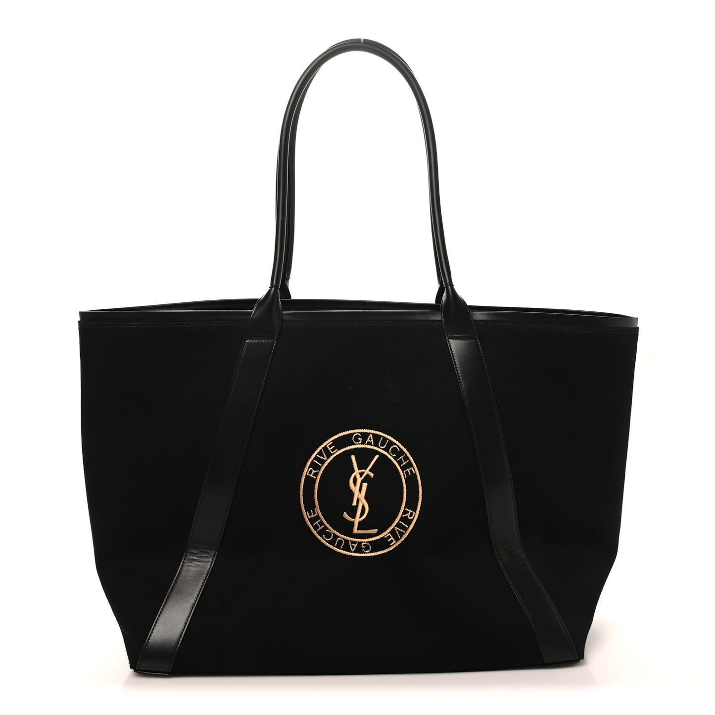Linen Calfskin Rive Gauche Tote Black