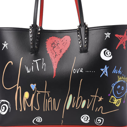 Christian Louboutin Calfskin Loubitag Spikes East West Cabata Tote Black 14 of 14