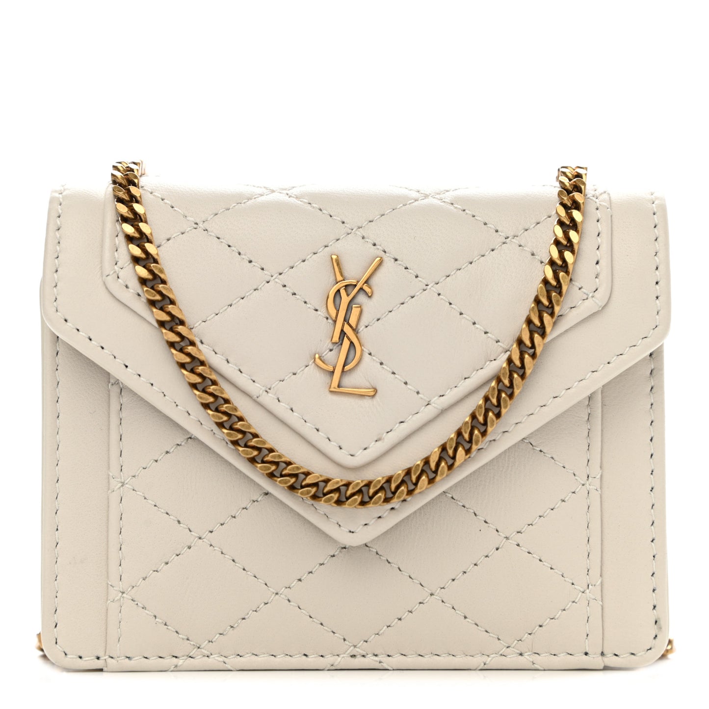 Lambskin Quilted Monogram Micro Gaby Crossbody Bag Blanc Vintage