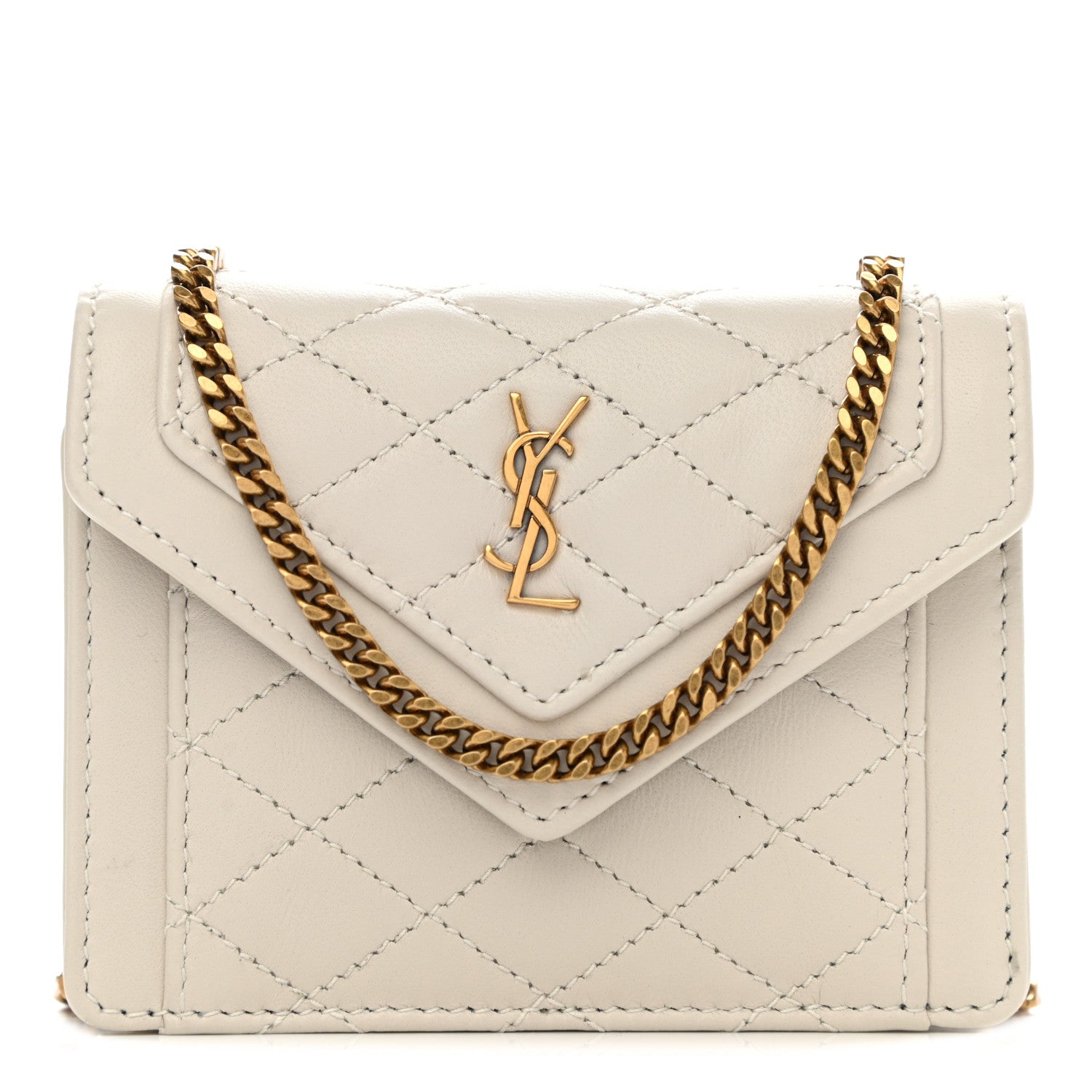 Saint Laurent Lambskin Quilted Monogram Micro Gaby Crossbody Bag Blanc Vintage 1 of 9