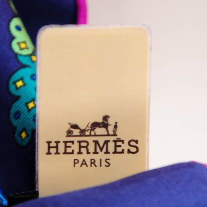 Hermes Silk La Maizeon Des Carres 90 Scarf Bleu Azur Marine Rose Indien 7 of 8